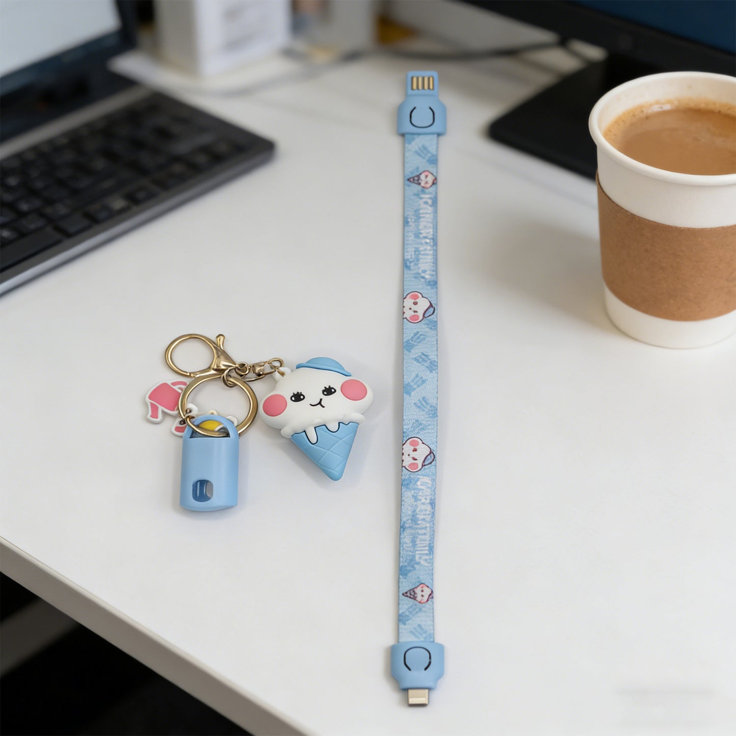 Animal Keychain Charging Cable - Blue