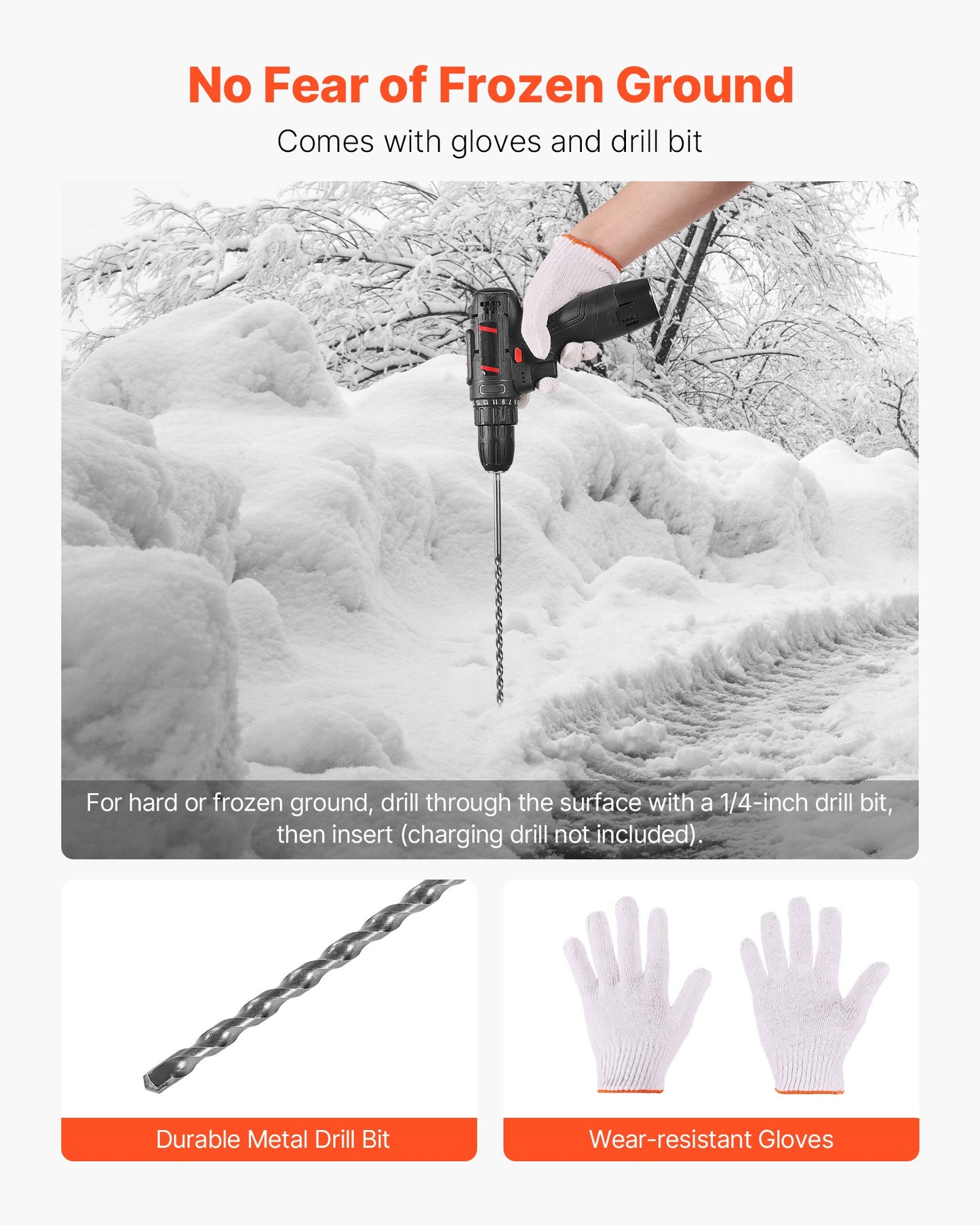 Reflective Driveway Markers 72 Inch Snow Stakes Orange - 100 Pack