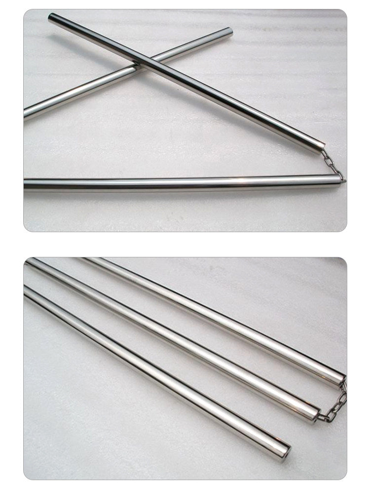 Stainless Steel Flat-Head Performance Staff Three-Section Staff Multiple Sizes