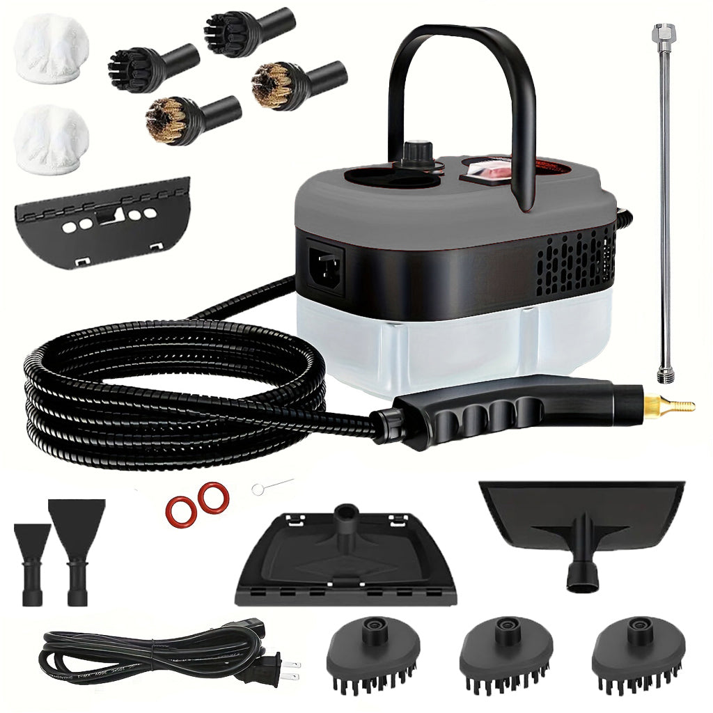 High-Power Handheld Steam Cleaner 2500W with 12 Attachments for Home & Car Cleaning