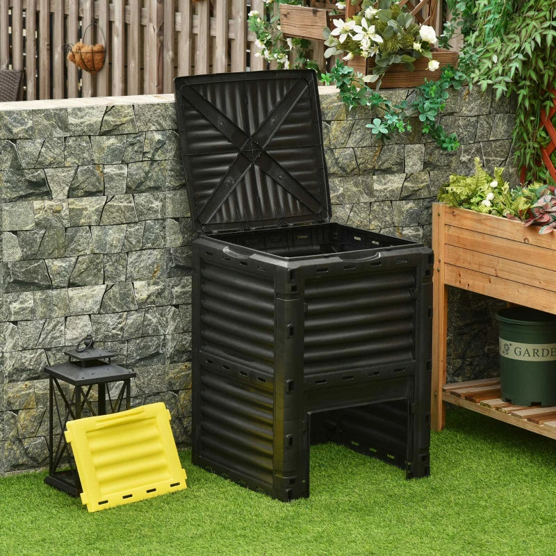 80 Gallon Outdoor Compost Bin - Large Capacity Garden Waste Recycle Container