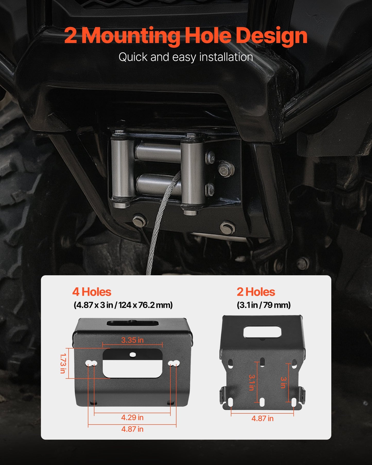 Winch Mount for Honda Foreman and Rancher (2014-2021) - Heavy-Duty Steel, Black