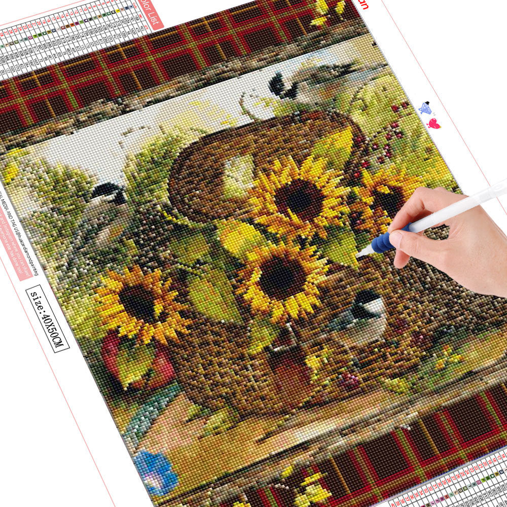 Mosaic Cross Stitch Wall Art Kit - Flower Pattern, Multiple Sizes & Styles