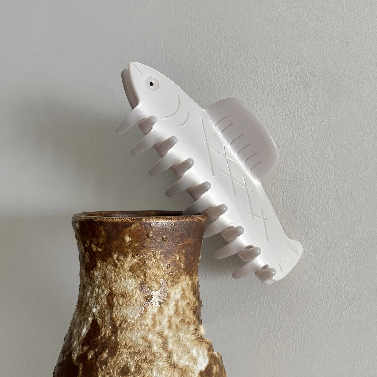Silver White Tropical Fish Barrette Hair Clip
