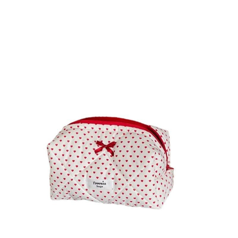 Love Heart Bow Tie Cosmetic Bag - Waterproof & Breathable Makeup Storage