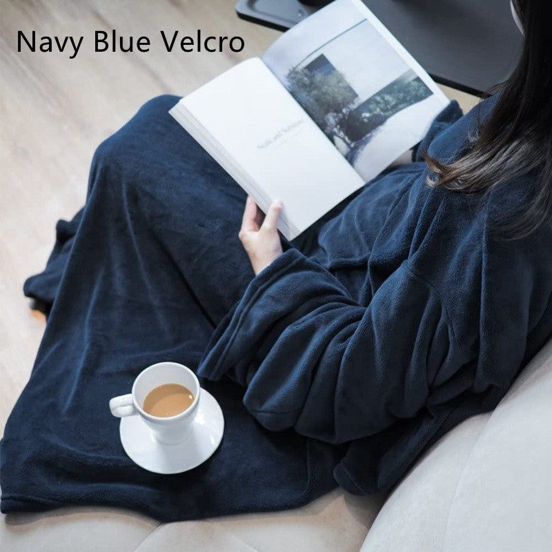 Multi-functional Wearable Lazy Blanket with Pocket - Large Flannel Bed Cover
