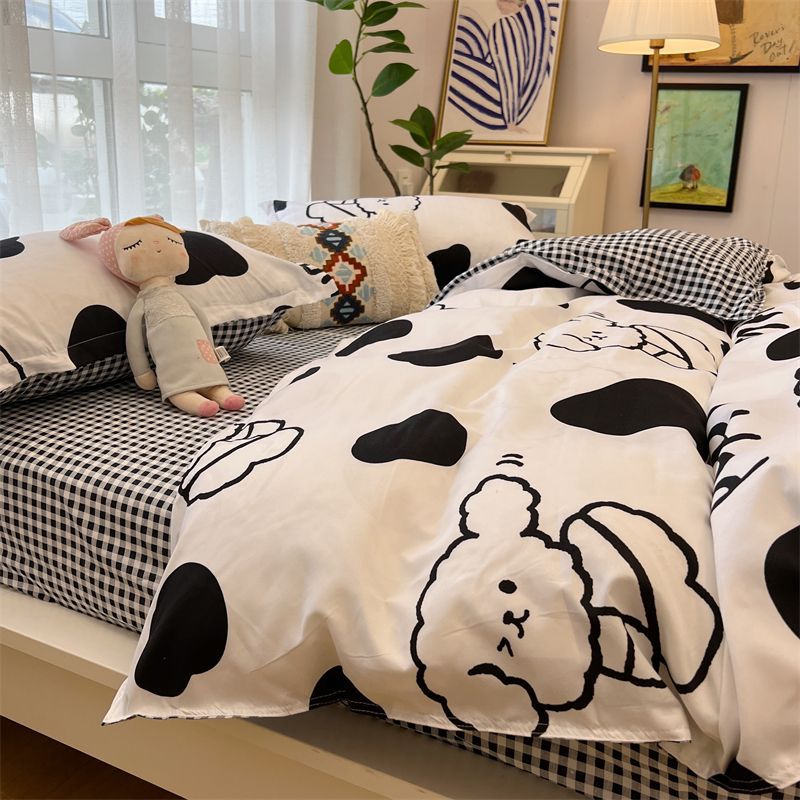 Washed Cotton Bed Sheet Quilt Cover Set - Multiple Sizes & Patterns
