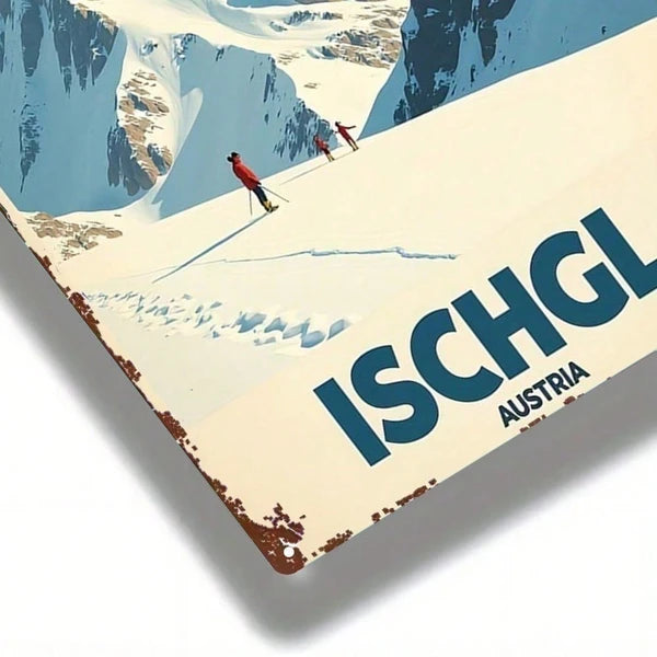 Winter Ski Resort Metal Sign - Ischgl Austria Art Decor