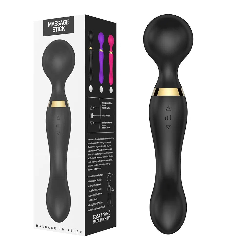 Rechargeable Double Head Wand Massager - 20 Modes & 8 Speeds
