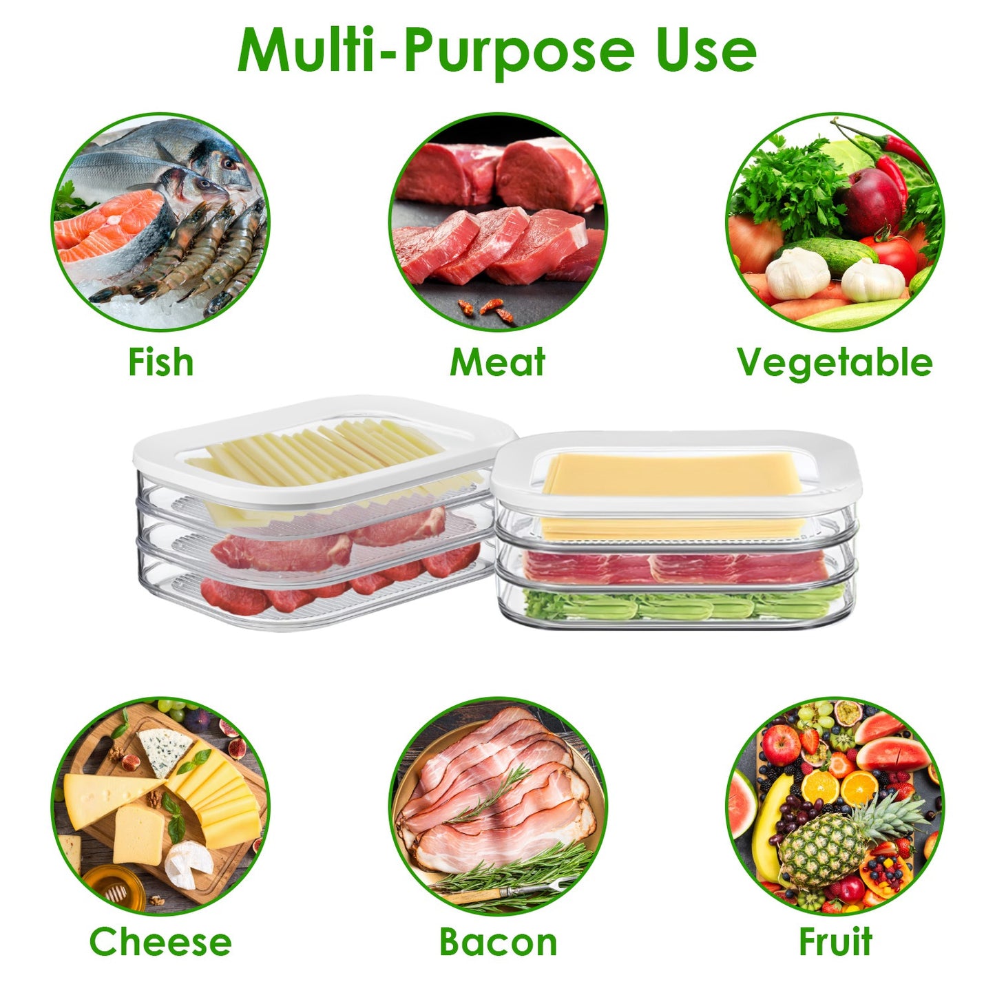 Stackable Deli Meat Container Set - 2 Pcs with Lid