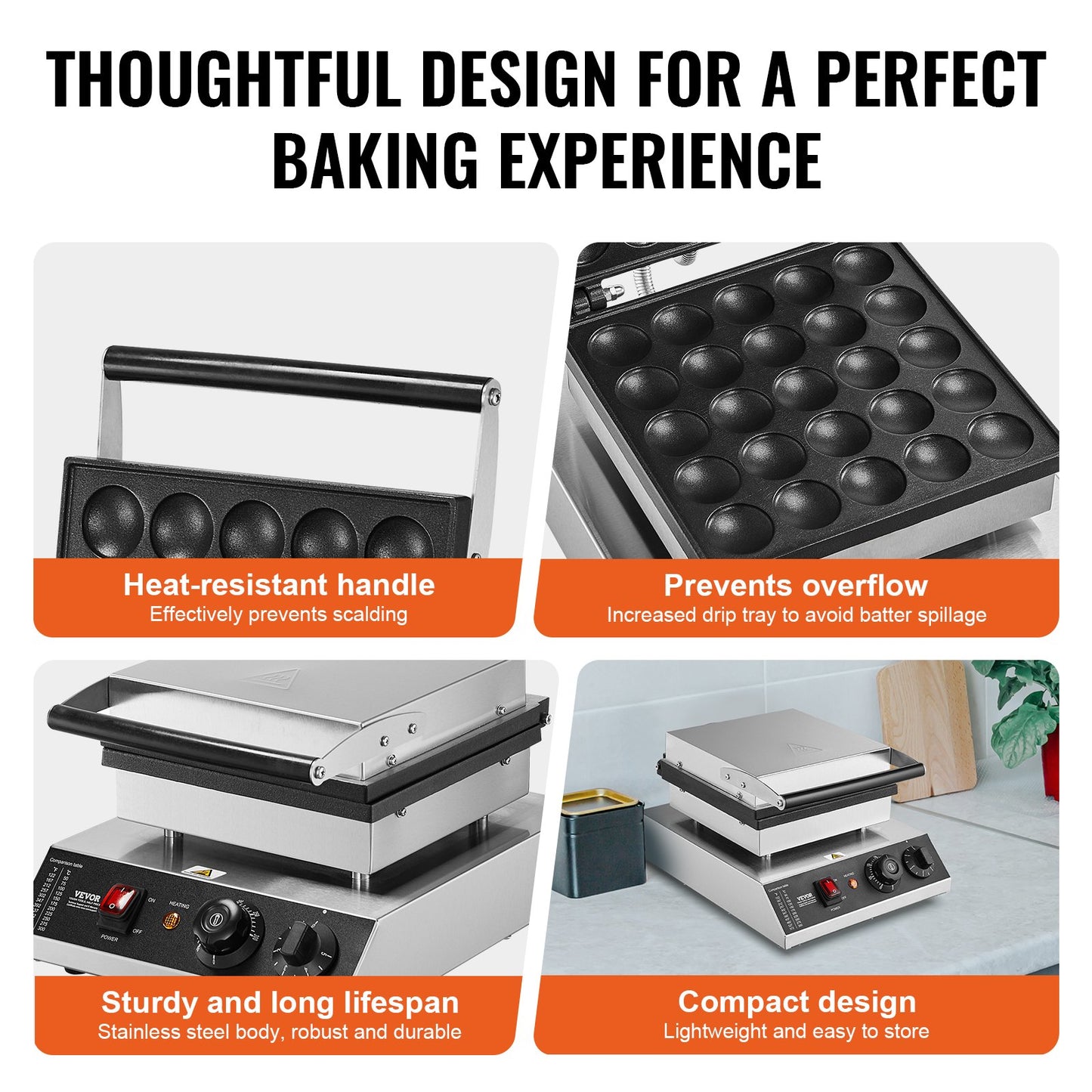 Mini Dutch Pancake Maker 1700W Commercial Dorayaki Baker - 25 Pancakes