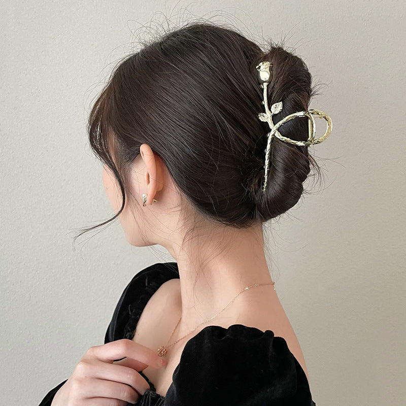 Oversized Metal Hair Clip Set - Rose Style Hair Accessories for Women