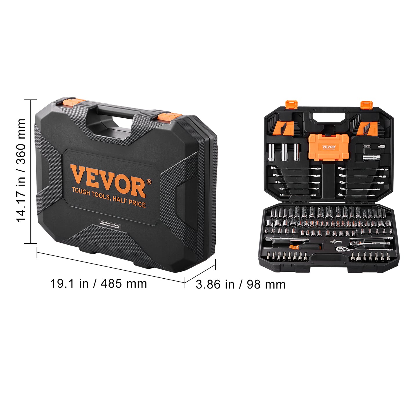 145-Piece Mechanic Tool Set with Sockets Wrenches and Storage Case