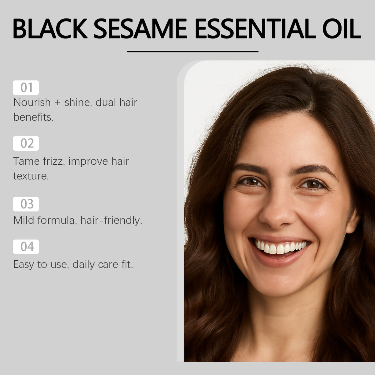 Black Sesame Hair Oil - 60ml Natural Hair Treatment for Dry & Damaged Hair