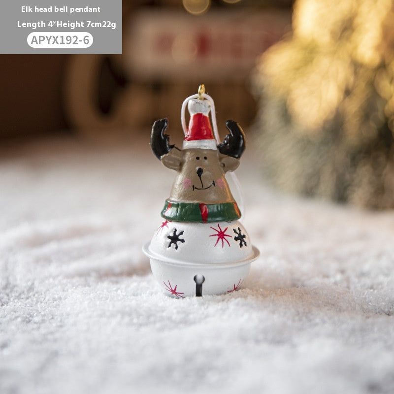 Christmas Iron Bell Pendant Set - Snowman, Elk & Santa Decorations