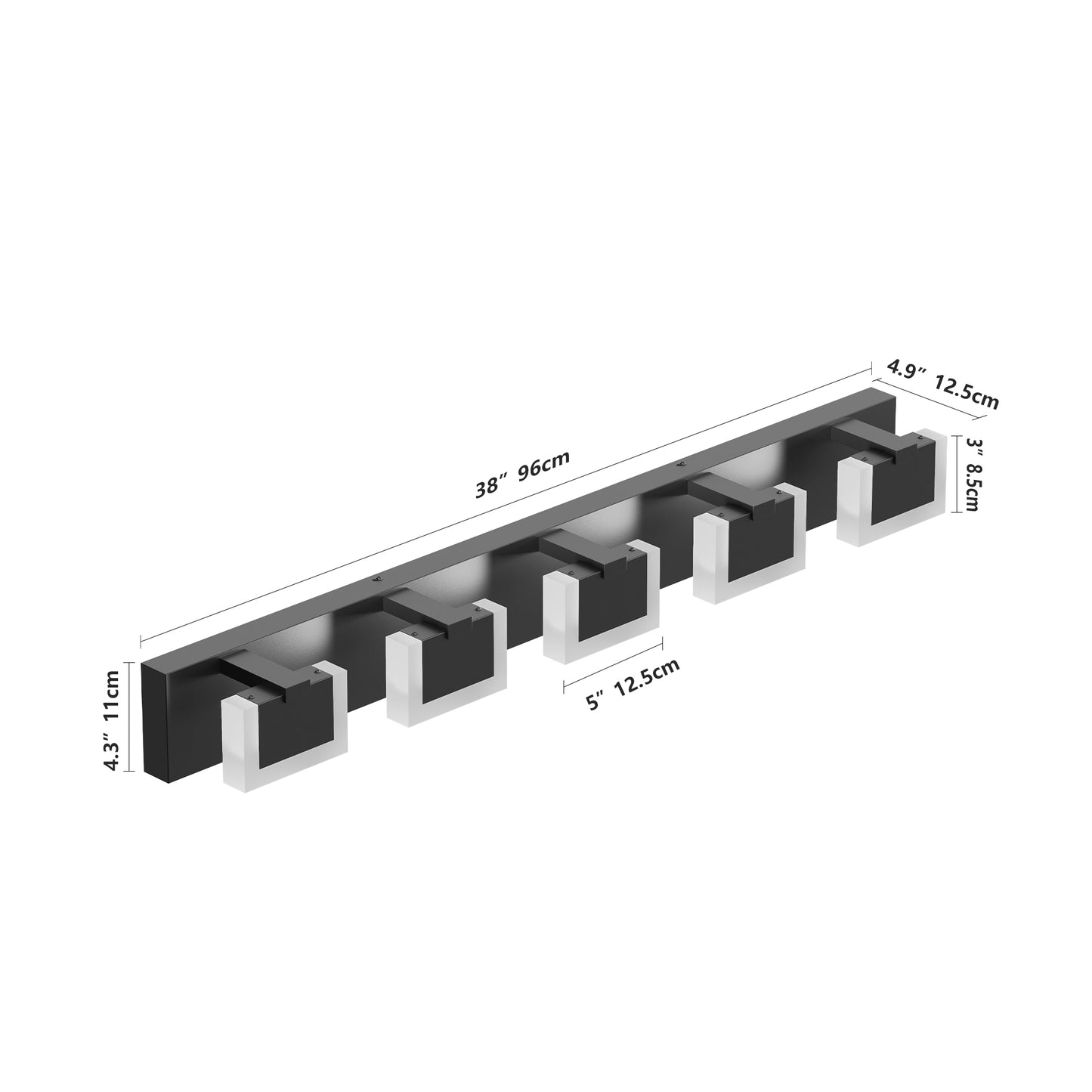 Modern Black LED Vanity Light Fixture - Up and Down Design