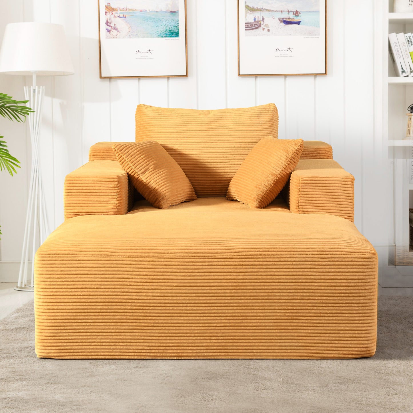Convertible Chaise Lounge Chair Indoor Oversized Corduroy Couch With