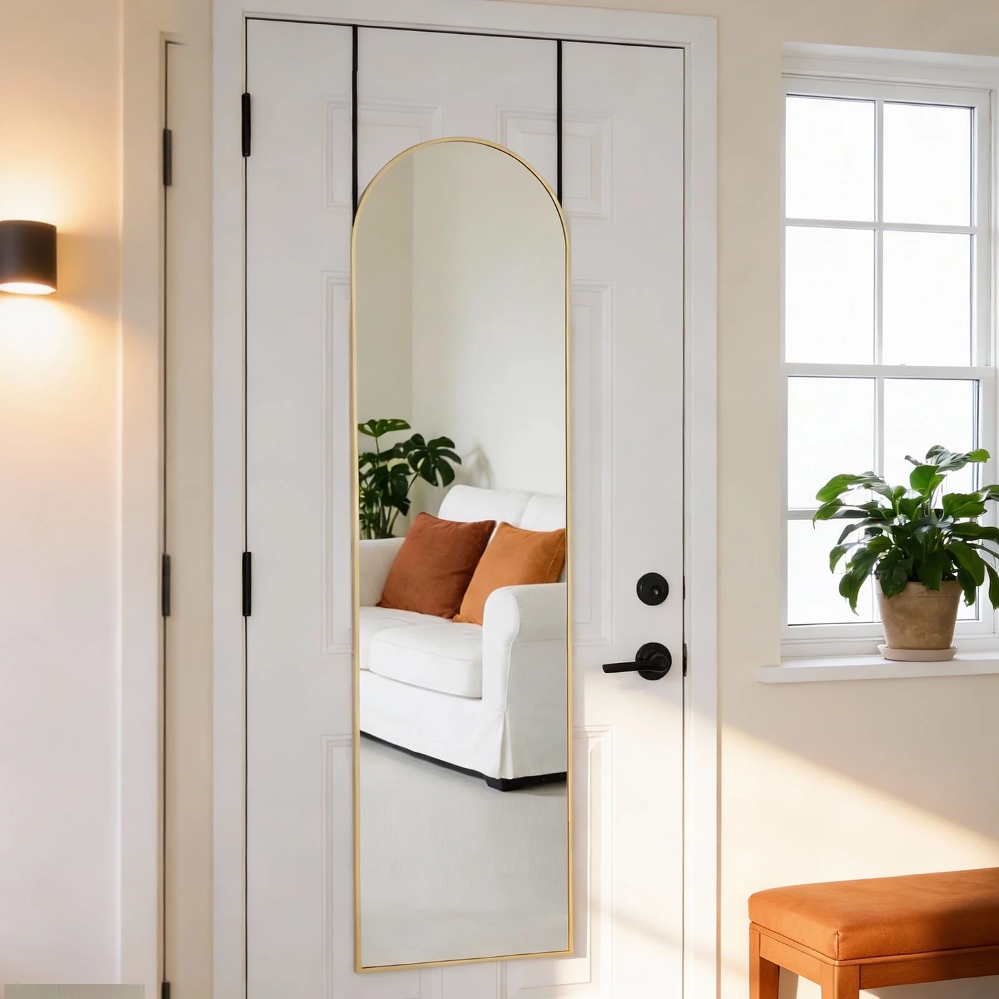 Full-Length Floor Mirror with Aluminum Frame - Versatile Wall-Mounted Design