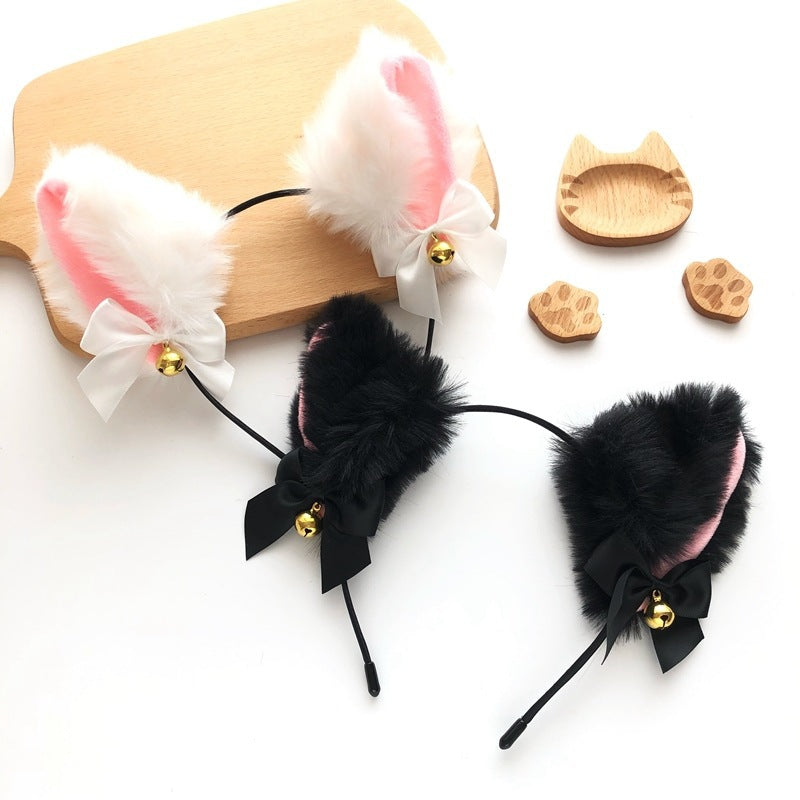 Cute Plush Animal Headband with Bells and Cat Ears for Kids & Adults