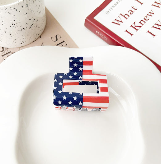 Luxurious Festive Hair Clip for Women - Acrylic Flag Design, European Style