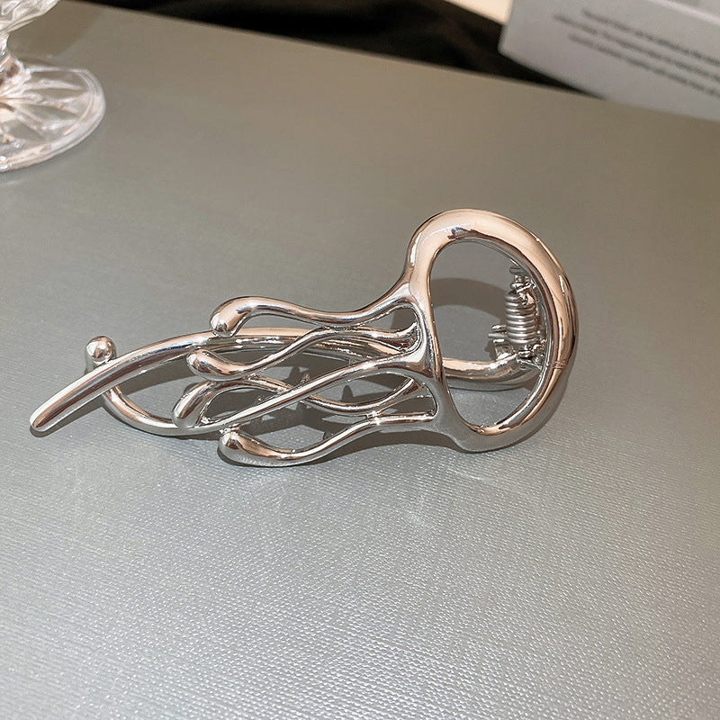 Hollow Jellyfish Geometric Hairpin - Silver