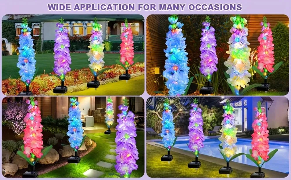 Solar Powered Color-Changing Hyacinth Flower Light - 4PCS, 8PCS