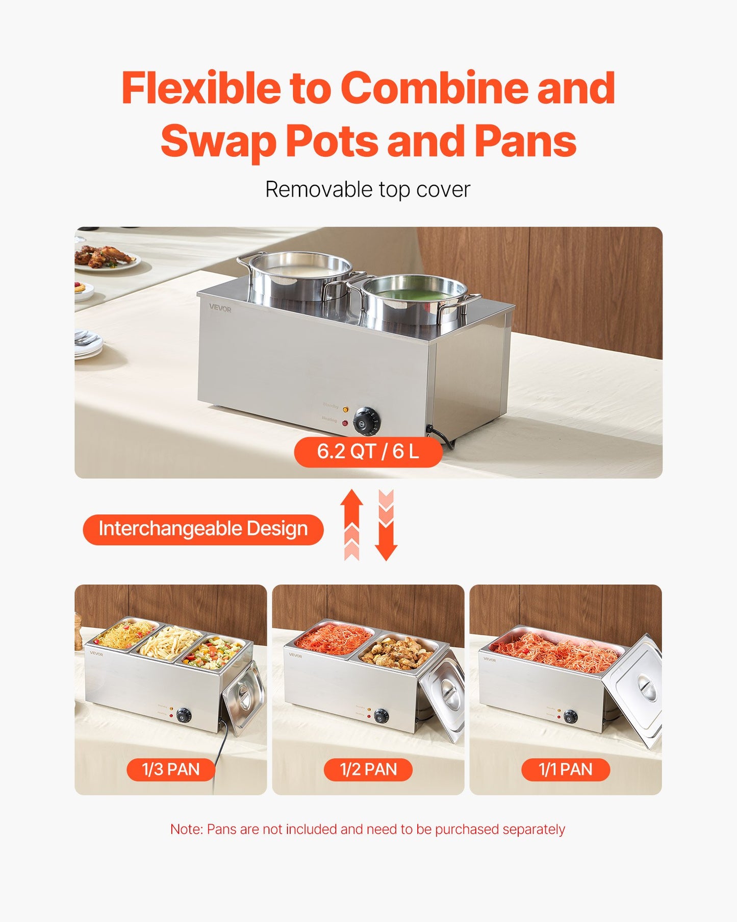 Commercial Soup Warmer Station with 2 6.34 Qt Soup Pots - Adjustable Temp Food Warmer