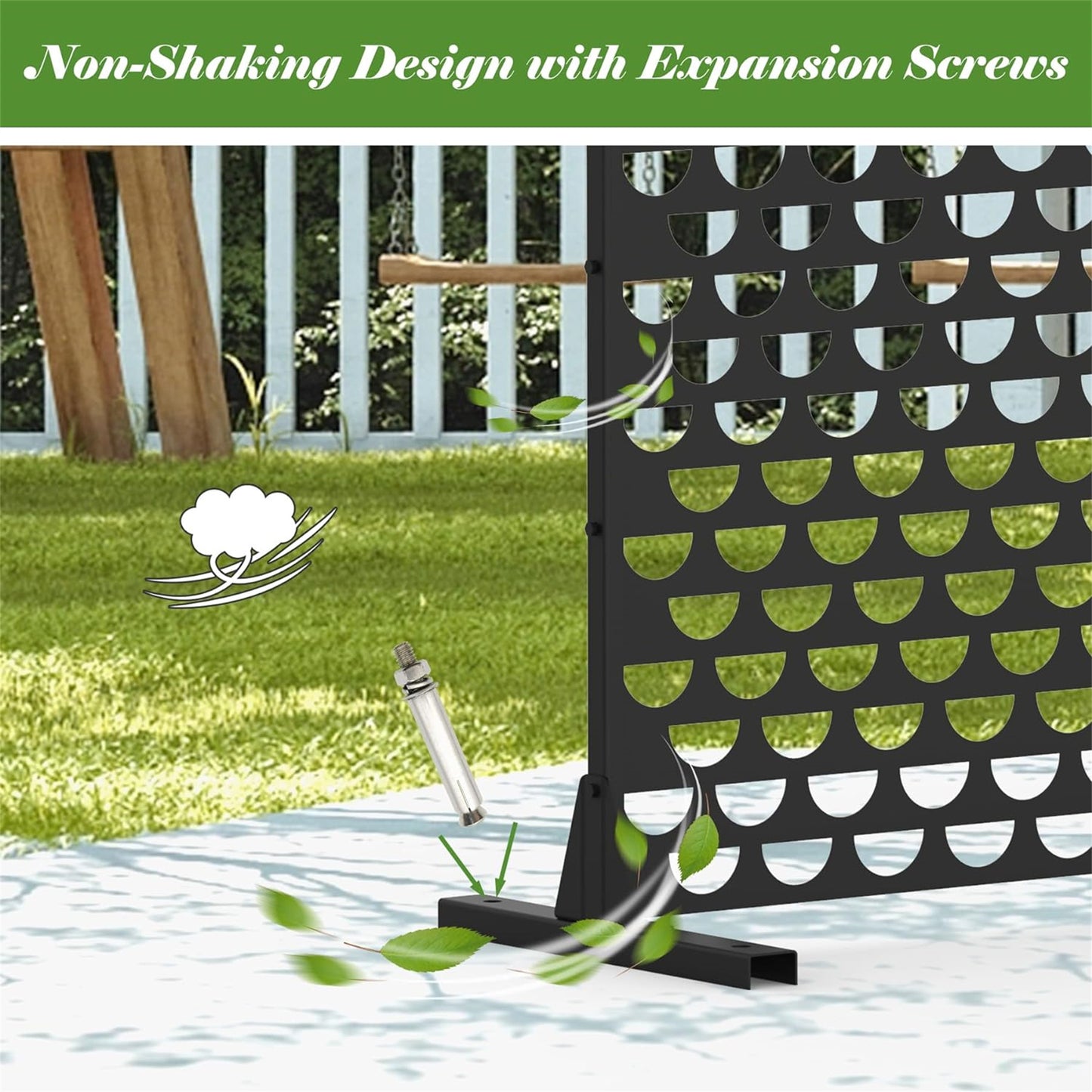 Freestanding Metal Privacy Screen - Black Semi-Circular Design
