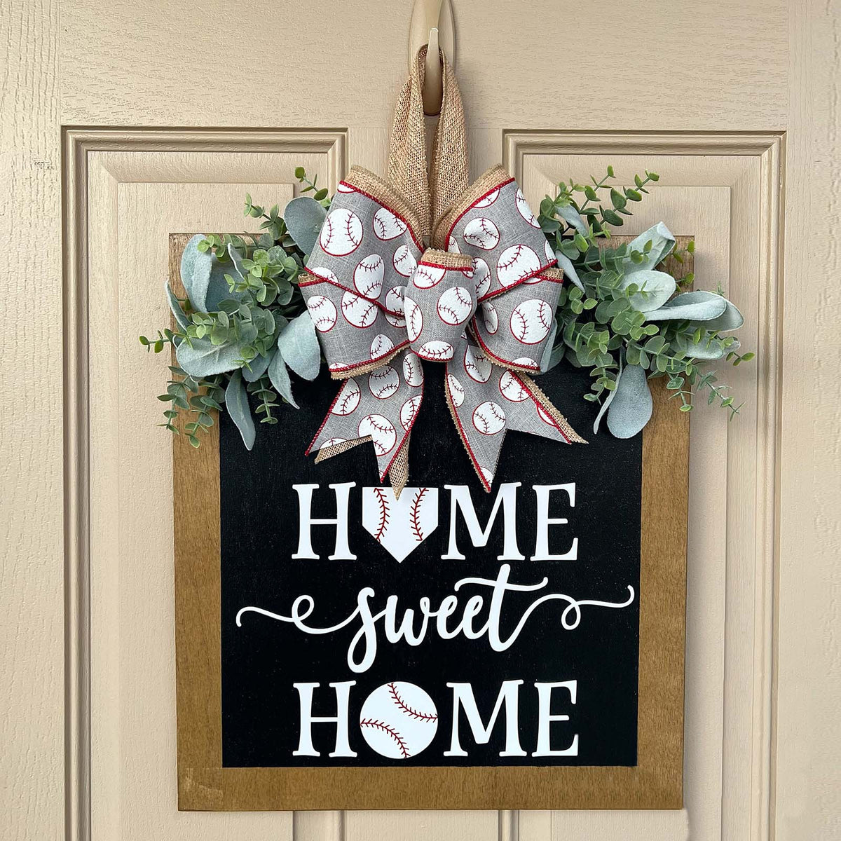 Front Door Summer Decoration Garland - Baseball Floral Wreath for Home & Garden