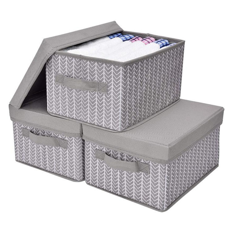 Large Clothing Storage Box - Gray and White Organizing Bin