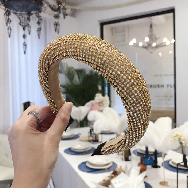 Diamond-Studded Alloy Headband with U-Shape Design