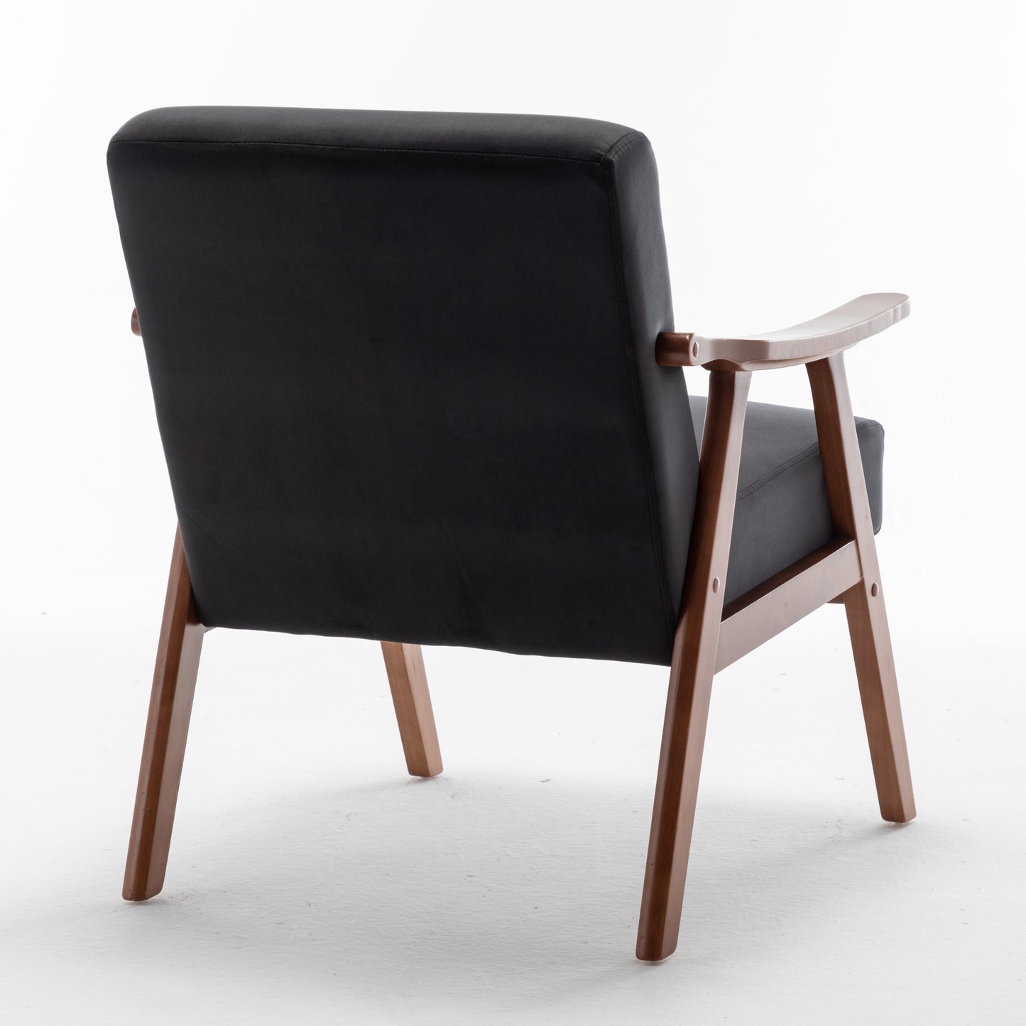 Mid-Century Modern Accent Chair - Black Velvet Lounge Chair