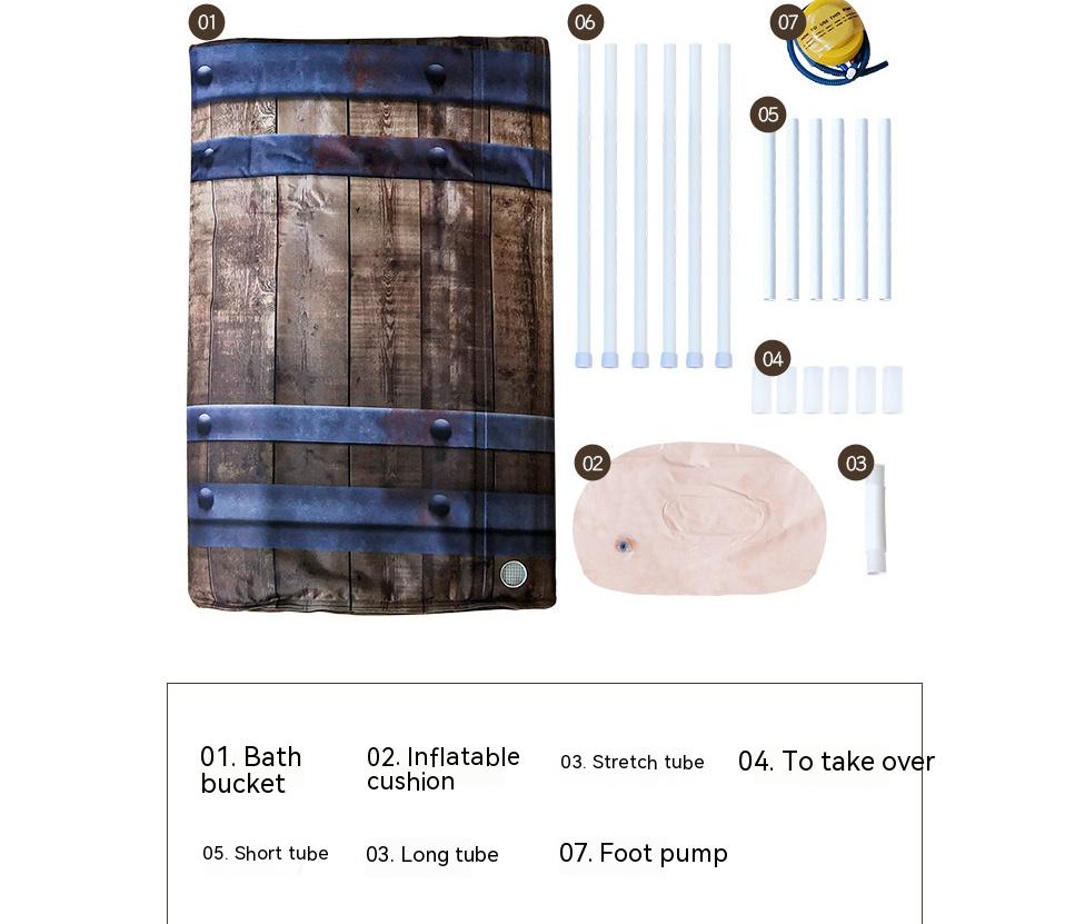 Portable Folding Bath Barrel for Home Use, 70x70cm Wooden Grain
