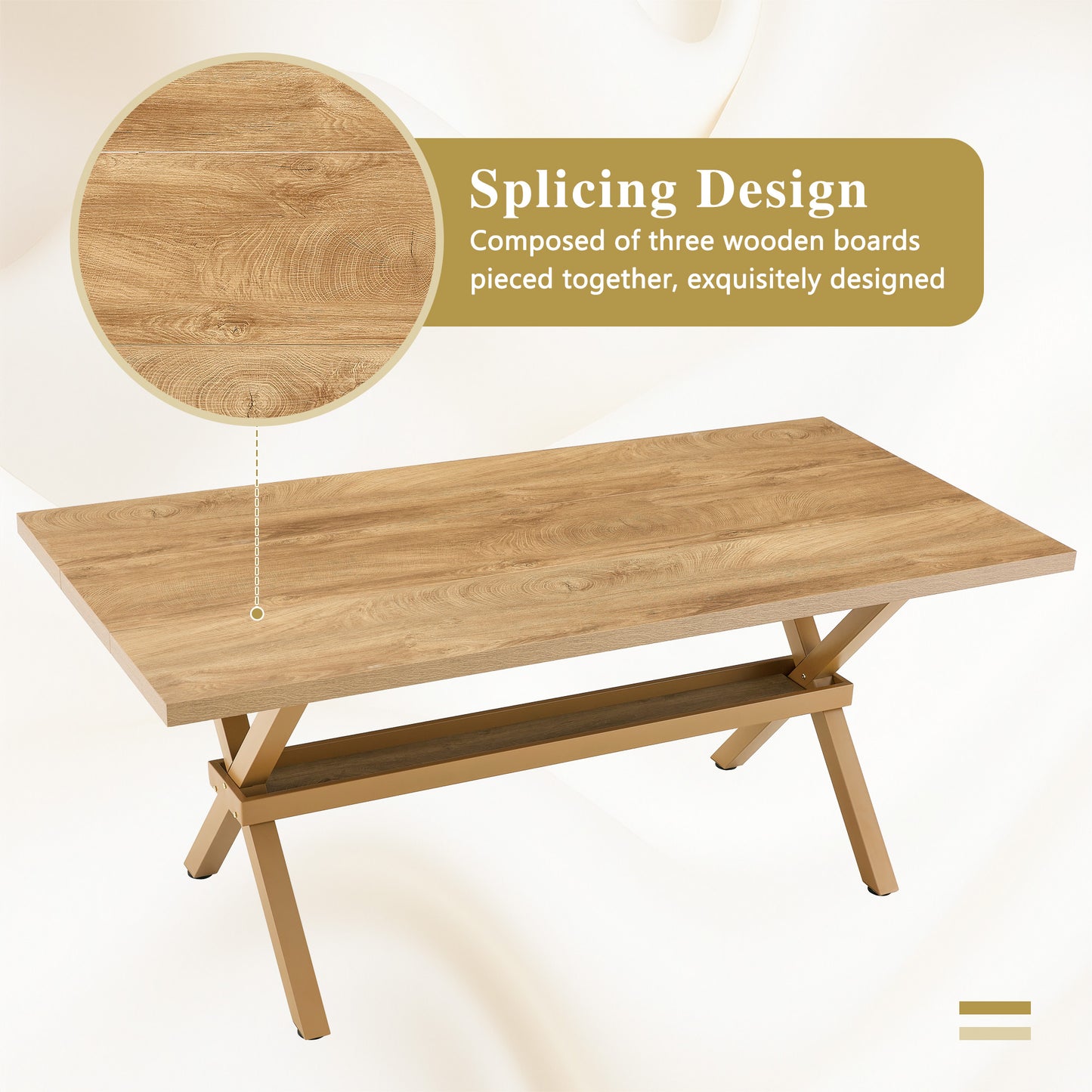 71 35.4 Inch Wood MDF Splicing Desktop, Light Sprayed Metal X-shaped