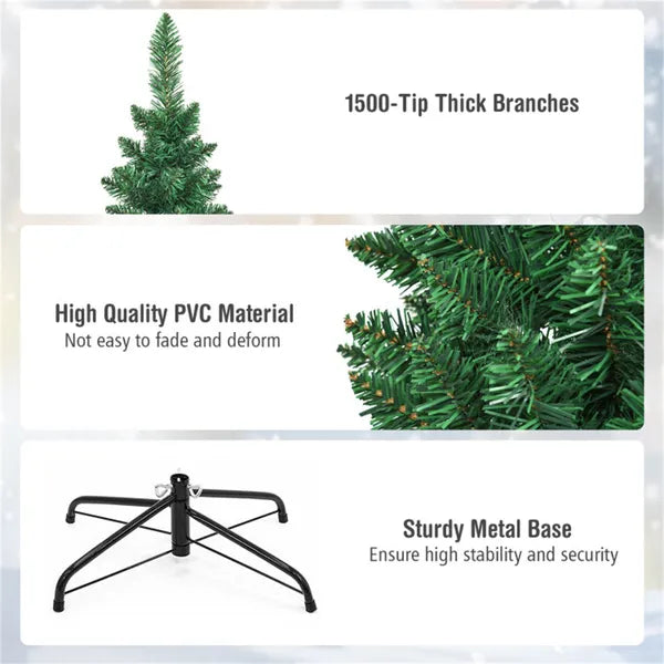 9ft Slim Pencil Christmas Tree - Space-Saving Flocked Design