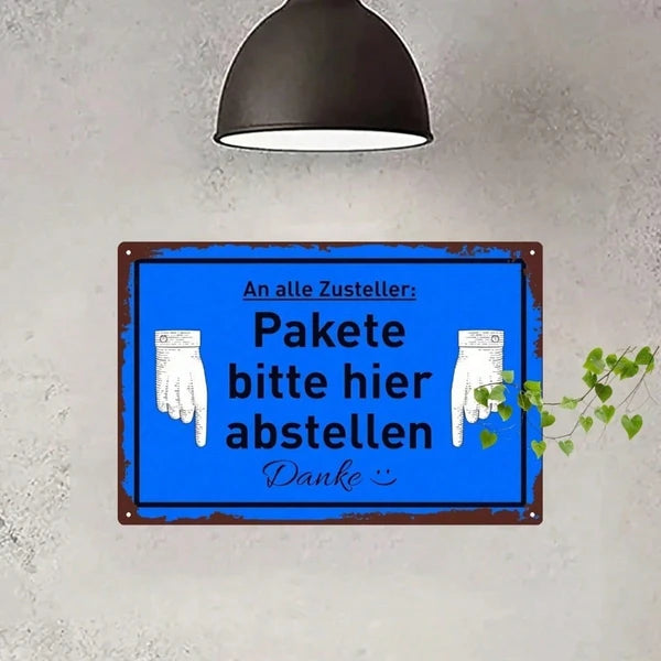 Creative 2D Flat Directional Sign with German Text - Wall Decor
