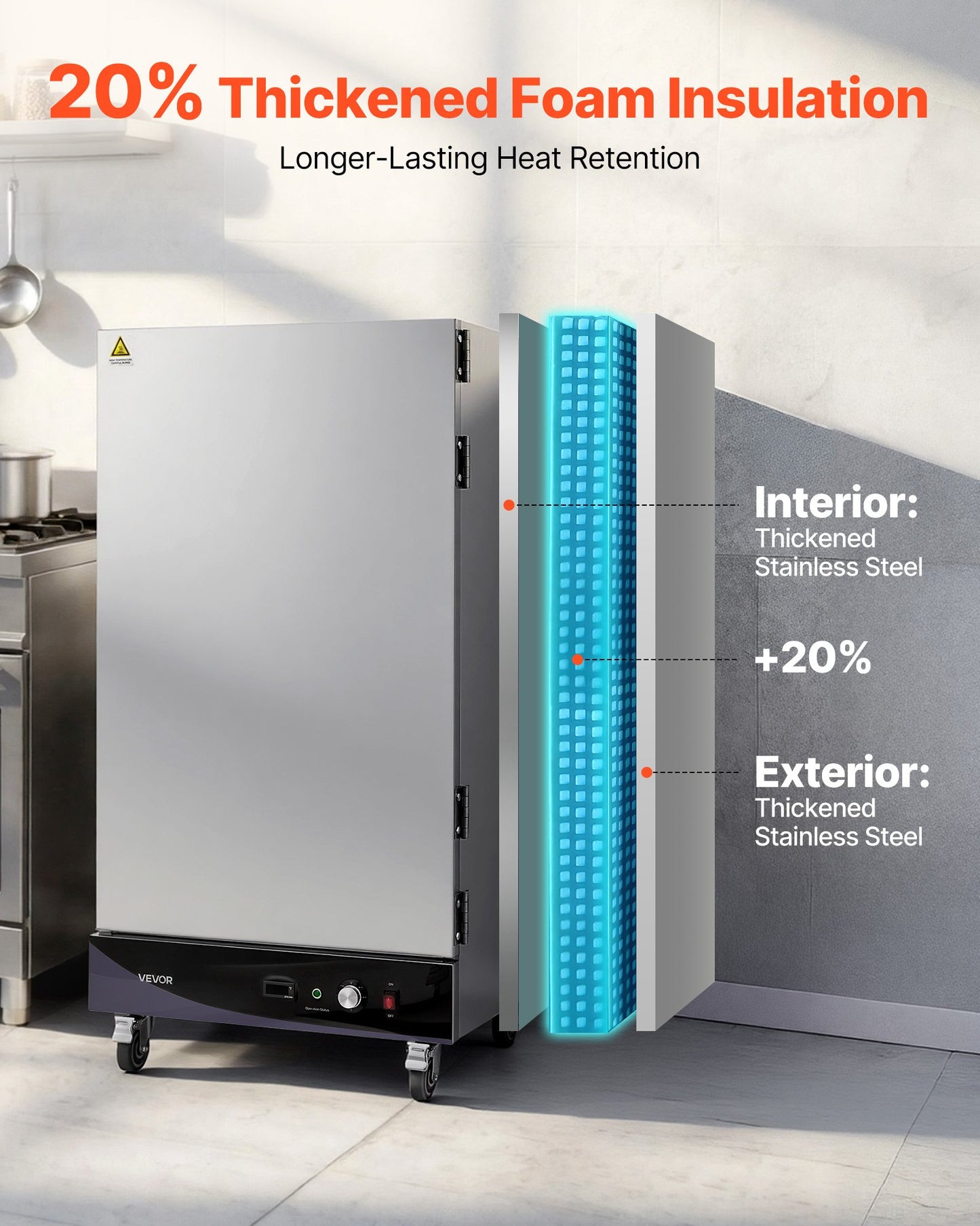 Electric Food Warmer Cabinet - 8-Tier Stainless Steel Warming Oven for Restaurant & Kitchen