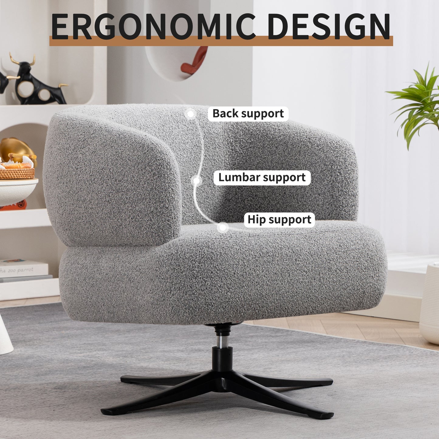 Cuddle-style Leisure Swivel Sofa Chair, Suitable For Balconies,