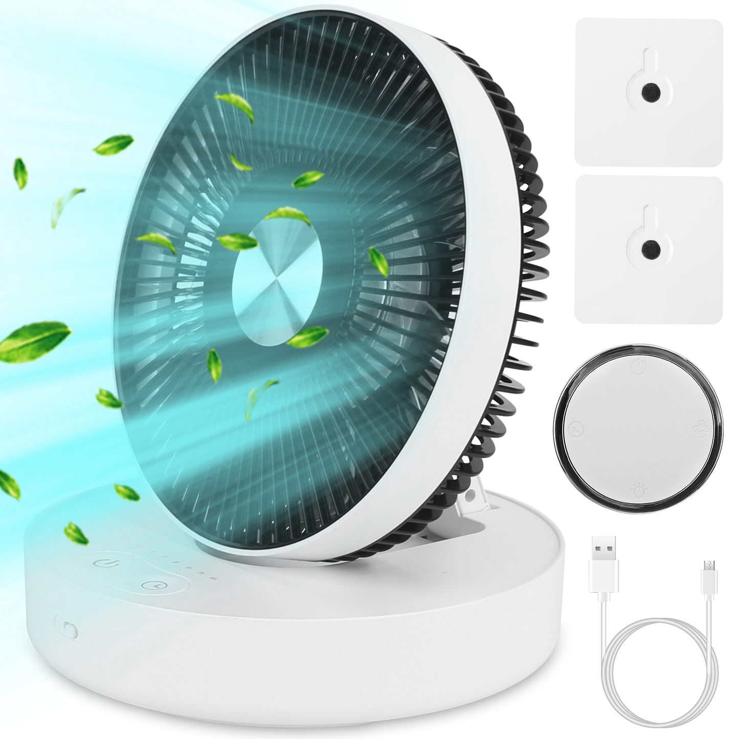 Rechargeable LED Desk Fan with Remote - 4 Speeds & 2 Brightness