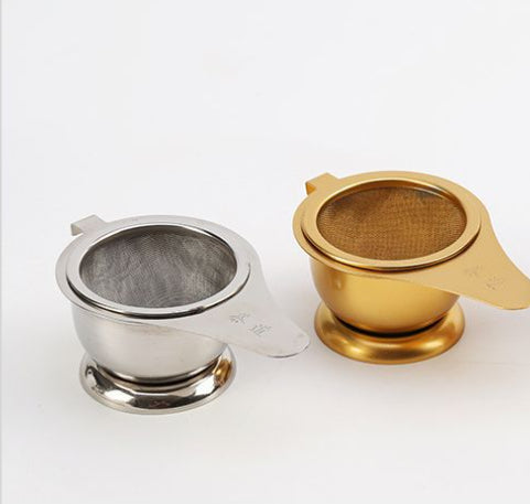 Stainless Steel Tea Strainer with Bracket Chinese Style Kitchen Utensil