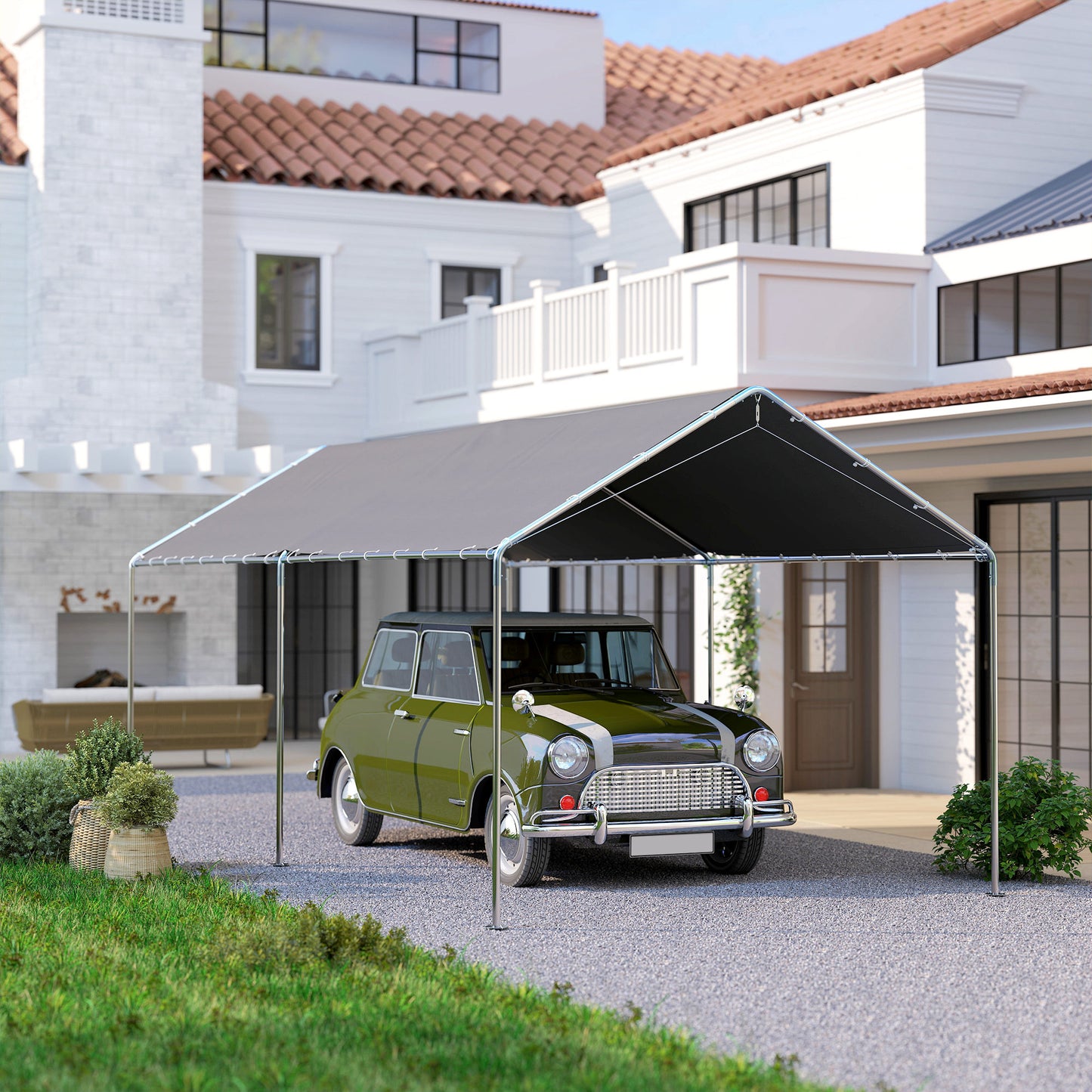 Heavy Duty Carport Canopy 9.6' x 19.5' with Anchor Kit and Cables