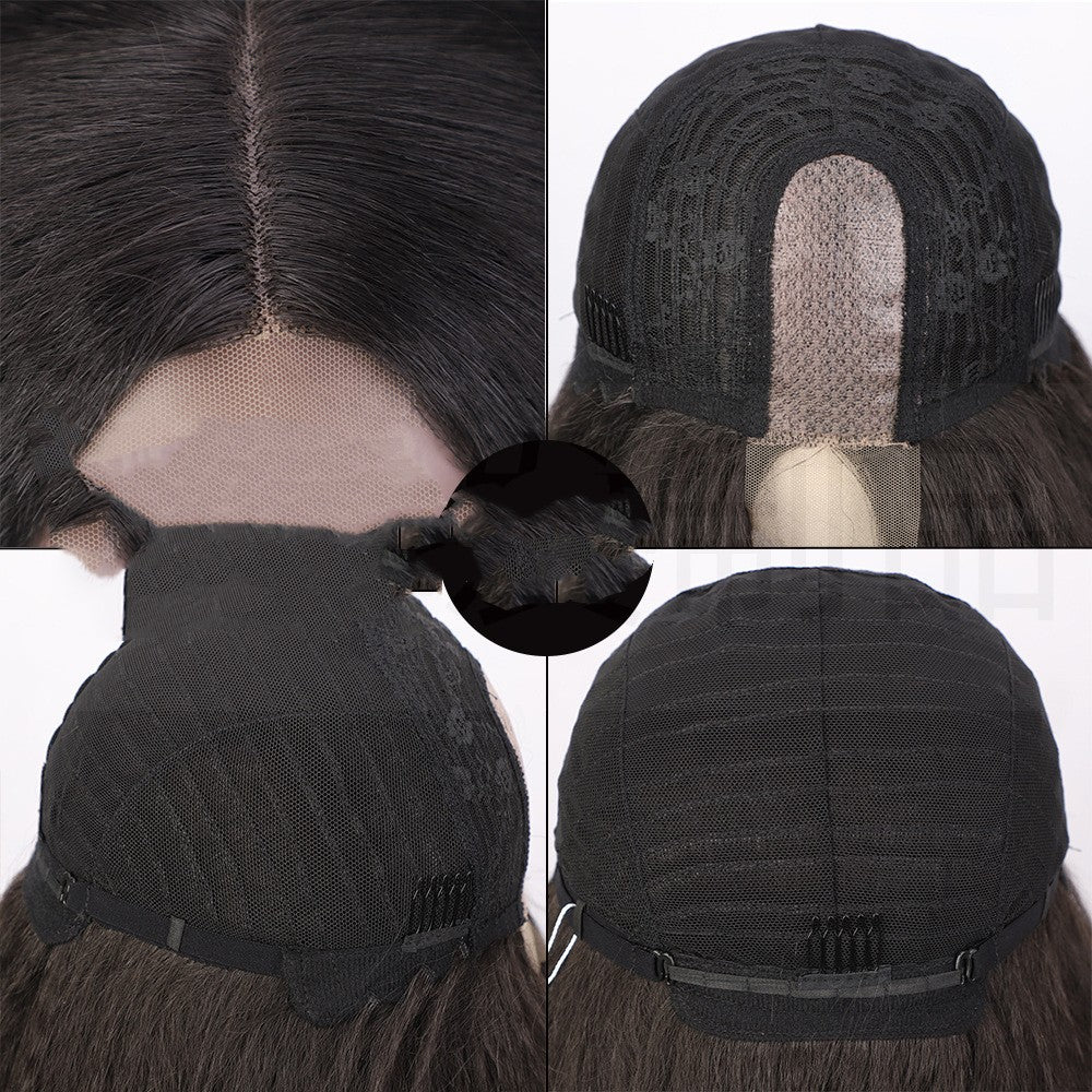 European and American Women's Lace Front Synthetic Wigs - Straight Hair, 30 Inch