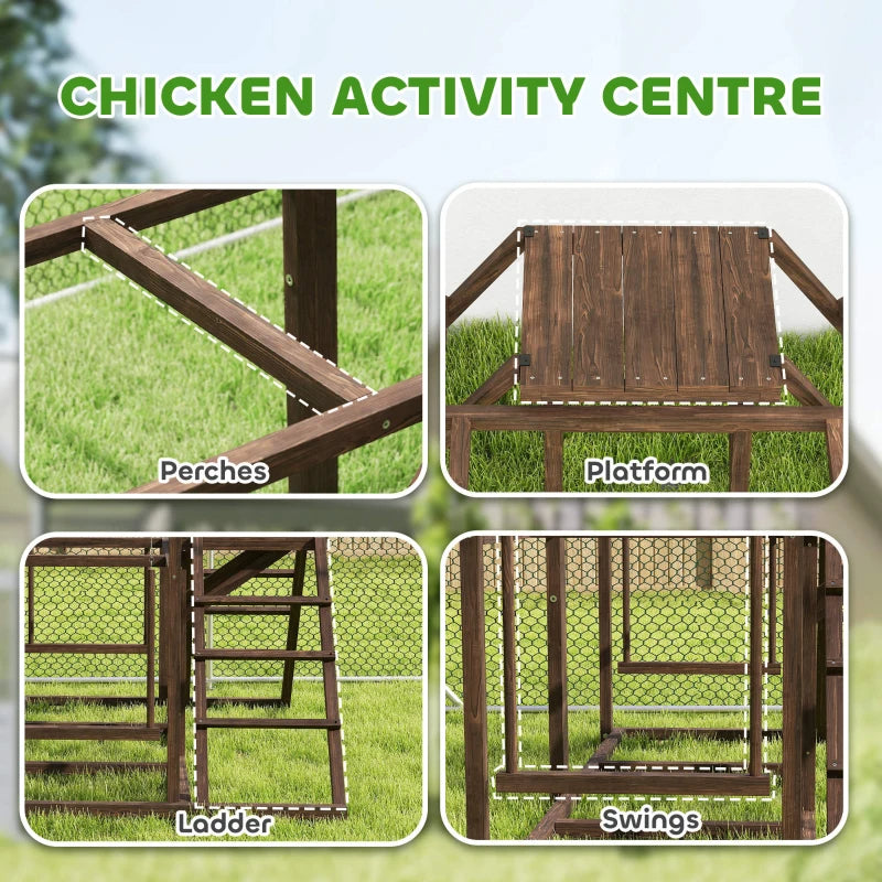 Chicken Play Set with Perches Swing Ladder and Platform for 3-4 Chickens - Coffee