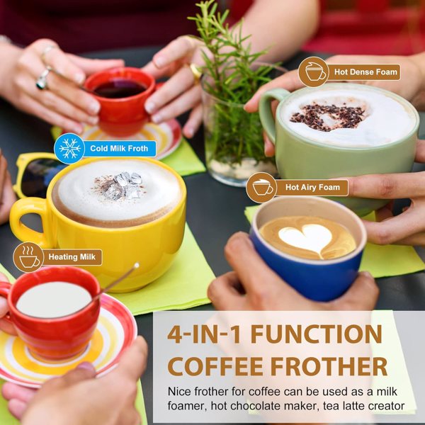 Electric Milk Frother with 4 Functions - Silvery