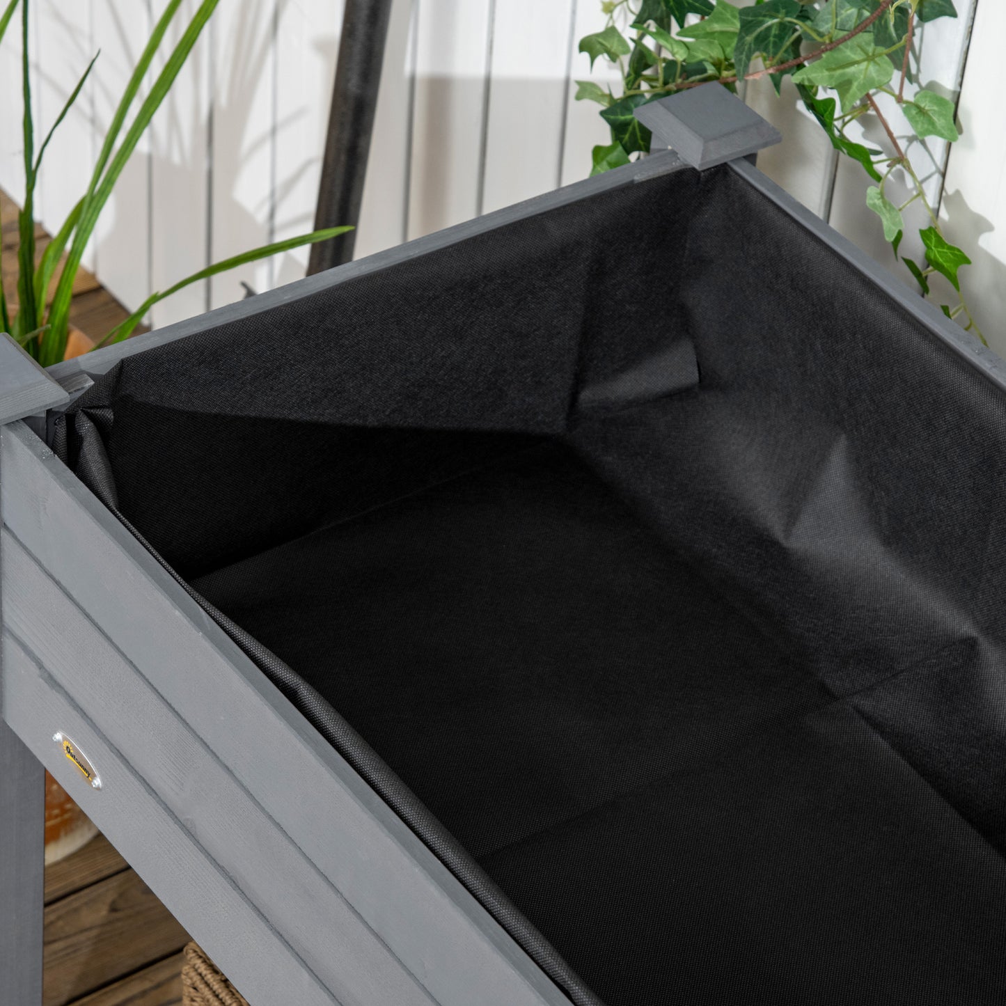 Raised Garden Bed with Lockable Wheels and Storage Shelf - Wooden Planter Box, 47x21 Inches, Dark Gray