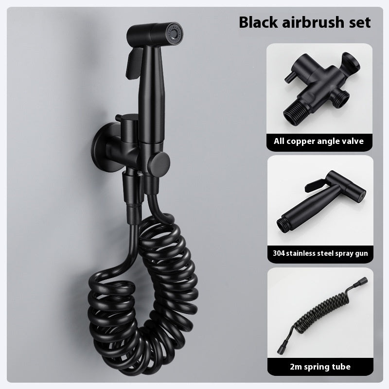 High Pressure Water Spray Gun with Spring Tube for Toilet and Bathroom Use