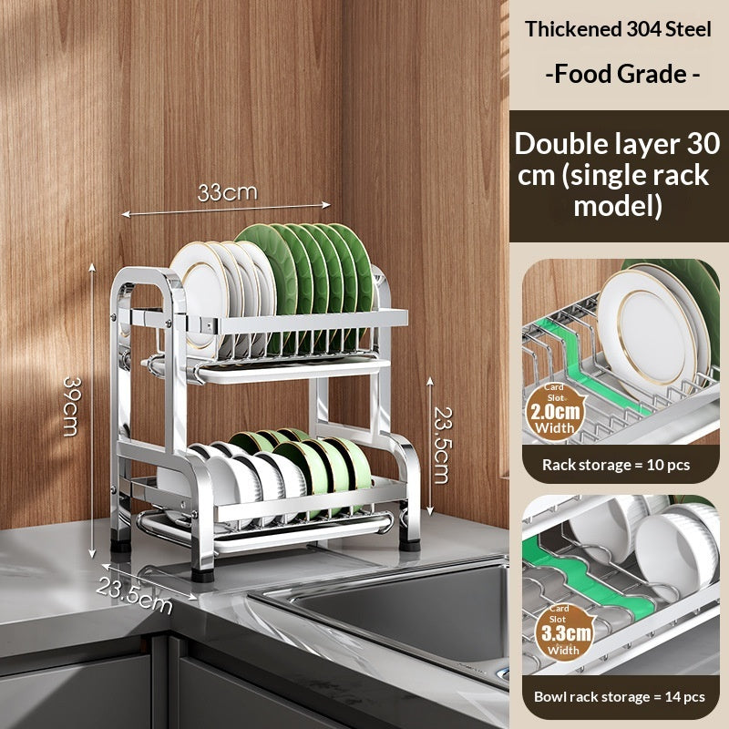 Stainless Steel Dish and Bowl Rack - 2 Layer Kitchen Storage Organizer