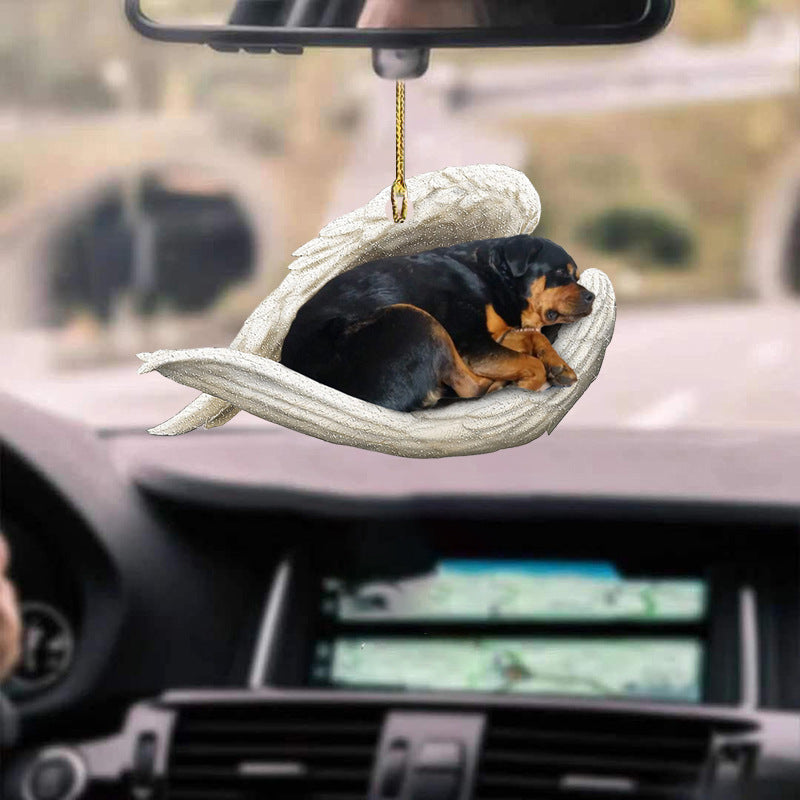 Lazy Dog Pendant Keychain Ornament with Colorful Acrylic Design