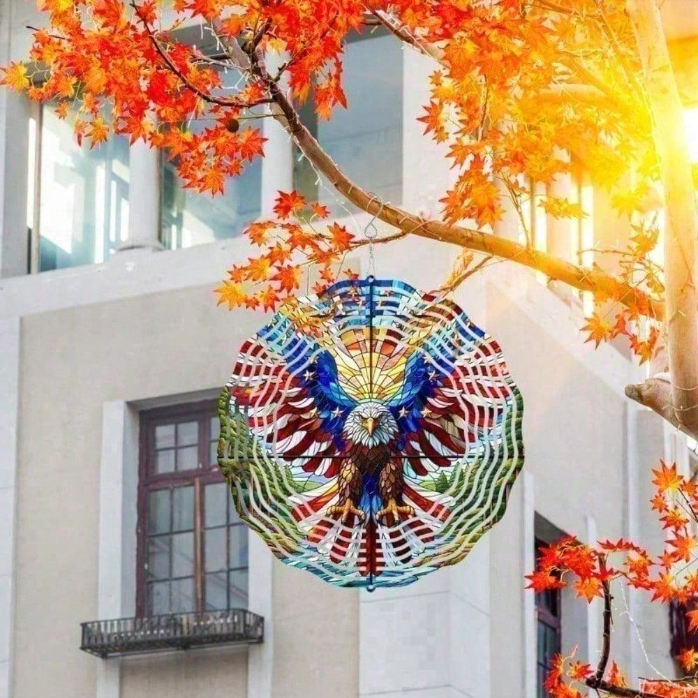 3D American Flag Wind Spinner - Patriotic Eagle Design