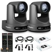 2 x PTZOptics Move 4K SDI/HDMI/USB/IP PTZ Camera with 20x Optical Zoom (Gray) (PT20X-4K-GY-G3) + Cleaning Kit and Color Wire Ties Bundle